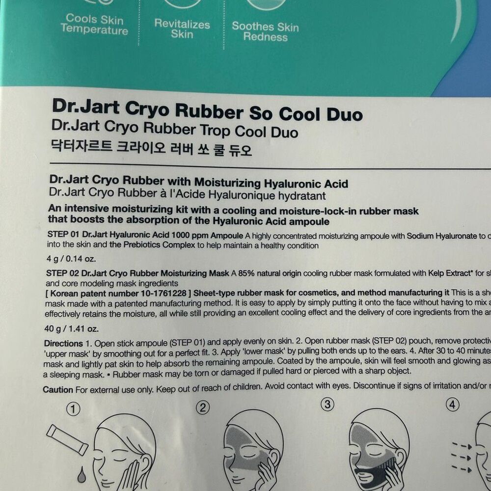 DR JART+ Cryo Rubber So Cool duo Face Masks NWT - Picture 5 of 5